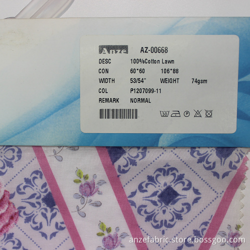 Customized Floral Printed 100 Cotton Lawn Fabric
